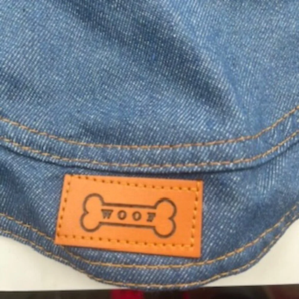 New Woof‎ Dog Pet Vest Size Large Denim Flag & Eagle NWT